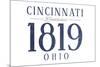 Cincinnati, Ohio - Established Date (Blue)-Lantern Press-Mounted Premium Giclee Print