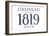 Cincinnati, Ohio - Established Date (Blue)-Lantern Press-Framed Art Print