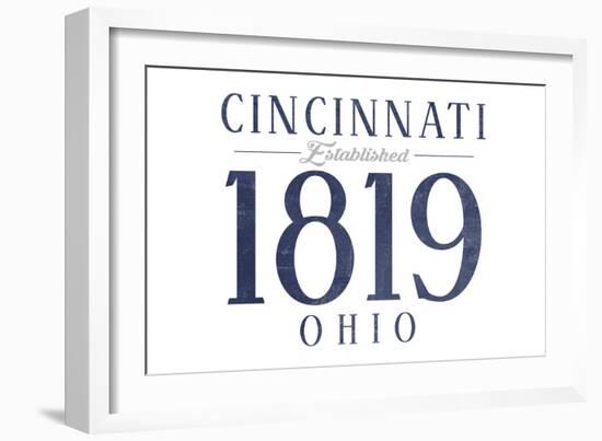 Cincinnati, Ohio - Established Date (Blue)-Lantern Press-Framed Art Print