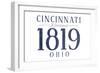 Cincinnati, Ohio - Established Date (Blue)-Lantern Press-Framed Art Print