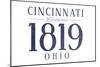 Cincinnati, Ohio - Established Date (Blue)-Lantern Press-Mounted Art Print