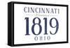 Cincinnati, Ohio - Established Date (Blue)-Lantern Press-Framed Stretched Canvas