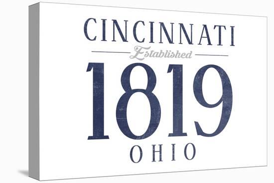 Cincinnati, Ohio - Established Date (Blue)-Lantern Press-Stretched Canvas
