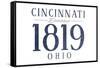 Cincinnati, Ohio - Established Date (Blue)-Lantern Press-Framed Stretched Canvas