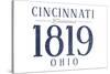 Cincinnati, Ohio - Established Date (Blue)-Lantern Press-Stretched Canvas