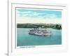 Cincinnati, Ohio - Ohio River Steamer Near City-Lantern Press-Framed Art Print