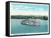 Cincinnati, Ohio - Ohio River Steamer Near City-Lantern Press-Framed Stretched Canvas