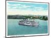 Cincinnati, Ohio - Ohio River Steamer Near City-Lantern Press-Mounted Art Print