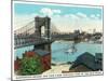 Cincinnati, Ohio - Ohio River, Suspension Bridge View from Kentucky-Lantern Press-Mounted Art Print