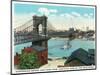 Cincinnati, Ohio - Ohio River, Suspension Bridge View from Kentucky-Lantern Press-Mounted Art Print