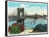 Cincinnati, Ohio - Ohio River, Suspension Bridge View from Kentucky-Lantern Press-Framed Stretched Canvas