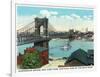 Cincinnati, Ohio - Ohio River, Suspension Bridge View from Kentucky-Lantern Press-Framed Art Print