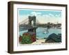 Cincinnati, Ohio - Ohio River, Suspension Bridge View from Kentucky-Lantern Press-Framed Art Print