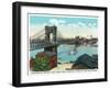 Cincinnati, Ohio - Ohio River, Suspension Bridge View from Kentucky-Lantern Press-Framed Art Print