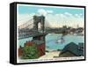 Cincinnati, Ohio - Ohio River, Suspension Bridge View from Kentucky-Lantern Press-Framed Stretched Canvas