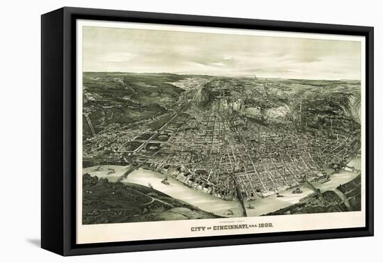 Cincinnati, Ohio - Panoramic Map-Lantern Press-Framed Stretched Canvas