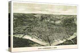 Cincinnati, Ohio - Panoramic Map-Lantern Press-Stretched Canvas