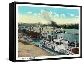 Cincinnati, Ohio - Public Boat Landing Scene-Lantern Press-Framed Stretched Canvas