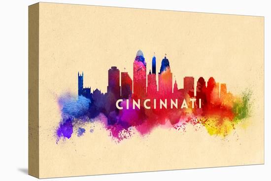 Cincinnati, Ohio - Skyline Abstract-Lantern Press-Stretched Canvas