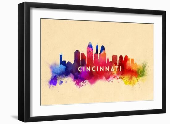 Cincinnati, Ohio - Skyline Abstract-Lantern Press-Framed Art Print