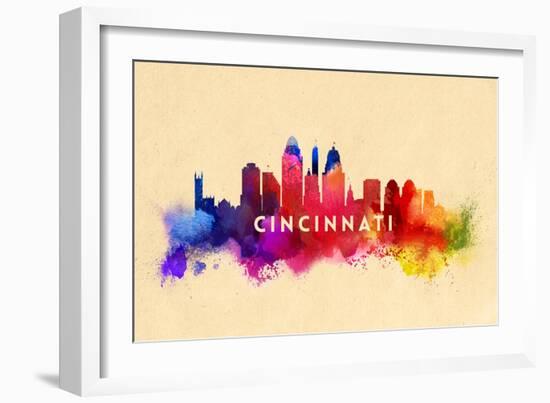 Cincinnati, Ohio - Skyline Abstract-Lantern Press-Framed Art Print