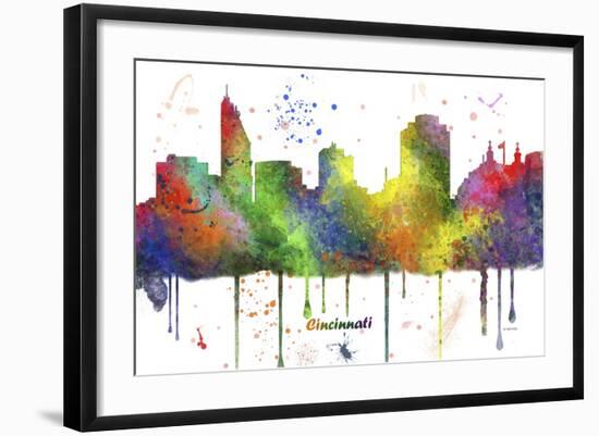 Cincinnati Ohio Skyline MCLR 1-Marlene Watson-Framed Giclee Print