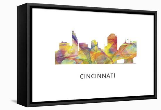 Cincinnati Ohio Skyline-Marlene Watson-Framed Stretched Canvas