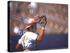 Cincinnati Redlegs' Catcher Johnny Bench Taking Off Face Mask-John Dominis-Stretched Canvas