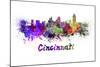 Cincinnati Skyline in Watercolor-paulrommer-Mounted Art Print