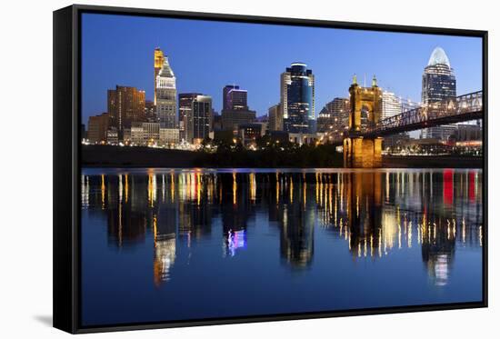 Cincinnati Skyline.-rudi1976-Framed Stretched Canvas