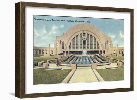 Cincinnati Union Terminal and Fountain, Cincinnati, Ohio-null-Framed Art Print