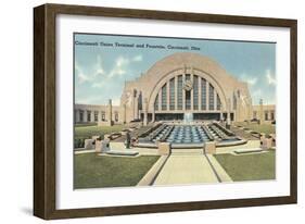 Cincinnati Union Terminal and Fountain, Cincinnati, Ohio-null-Framed Art Print