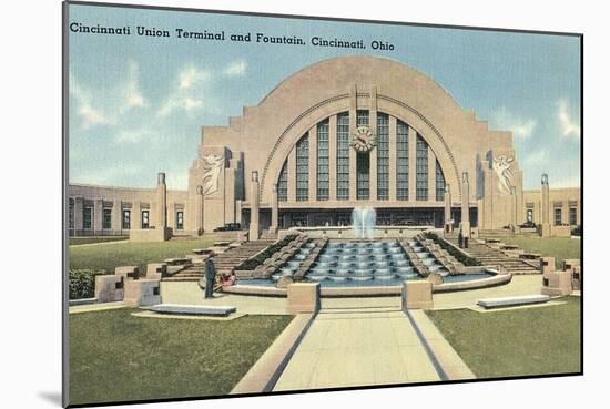 Cincinnati Union Terminal and Fountain, Cincinnati, Ohio-null-Mounted Art Print