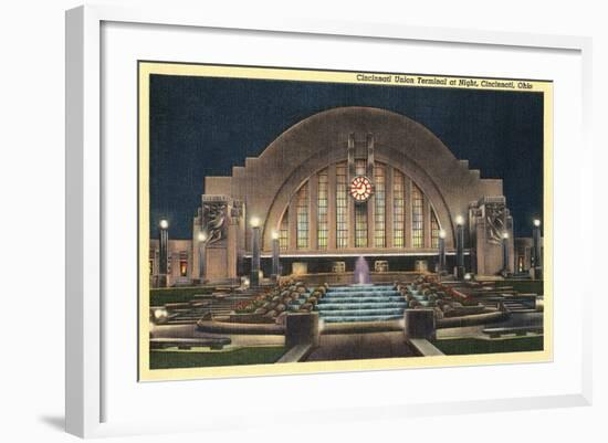 Cincinnati Union Terminal at Night, Cincinnati, Ohio-null-Framed Art Print