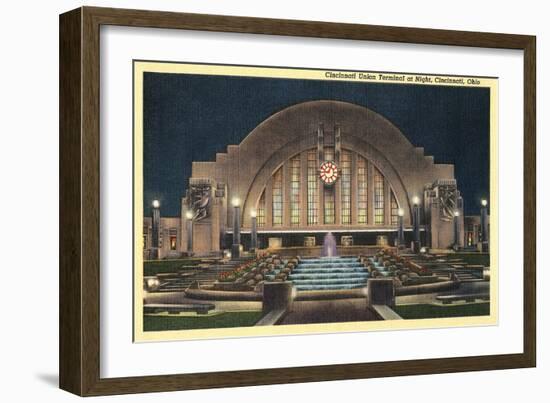 Cincinnati Union Terminal at Night, Cincinnati, Ohio-null-Framed Art Print