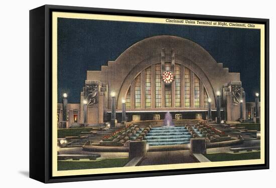 Cincinnati Union Terminal at Night, Cincinnati, Ohio-null-Framed Stretched Canvas