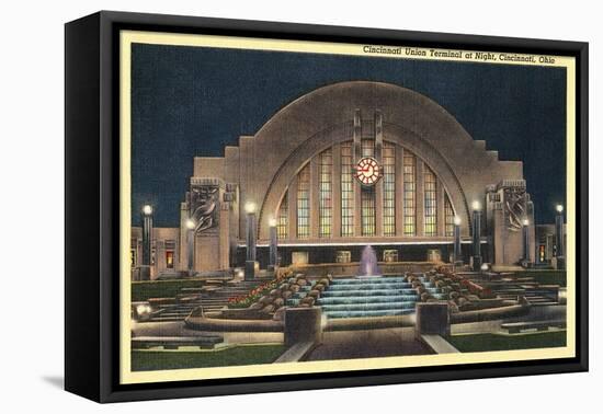 Cincinnati Union Terminal at Night, Cincinnati, Ohio-null-Framed Stretched Canvas