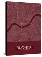 Cincinnati, United States of America Red Map-null-Stretched Canvas