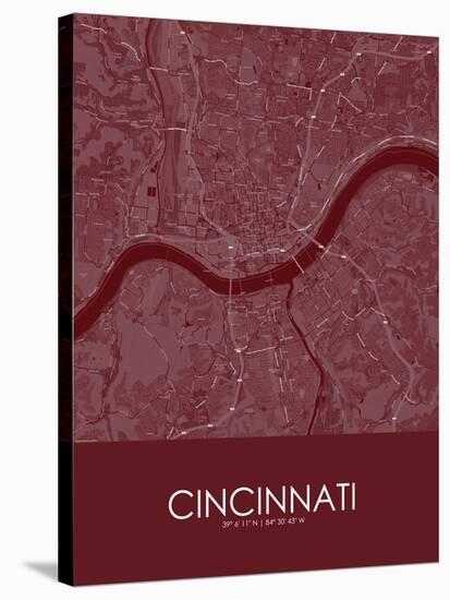 Cincinnati, United States of America Red Map-null-Stretched Canvas