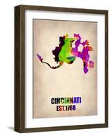 Cincinnati Watercolor Map-NaxArt-Framed Art Print