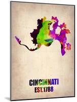 Cincinnati Watercolor Map-NaxArt-Mounted Art Print