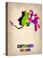 Cincinnati Watercolor Map-NaxArt-Stretched Canvas