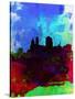 Cincinnati Watercolor Skyline-NaxArt-Stretched Canvas