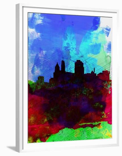 Cincinnati Watercolor Skyline-NaxArt-Framed Art Print