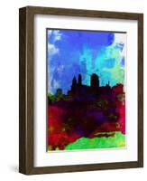 Cincinnati Watercolor Skyline-NaxArt-Framed Art Print