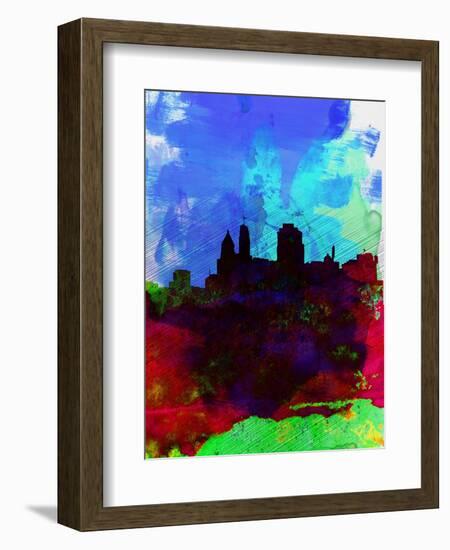 Cincinnati Watercolor Skyline-NaxArt-Framed Art Print