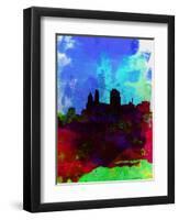 Cincinnati Watercolor Skyline-NaxArt-Framed Art Print