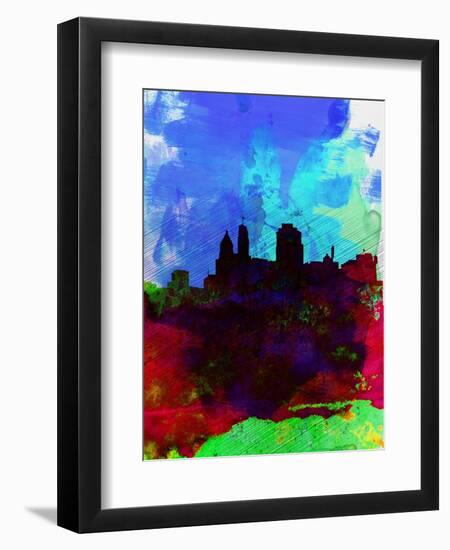 Cincinnati Watercolor Skyline-NaxArt-Framed Art Print