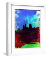 Cincinnati Watercolor Skyline-NaxArt-Framed Art Print