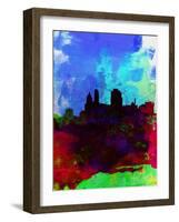 Cincinnati Watercolor Skyline-NaxArt-Framed Art Print